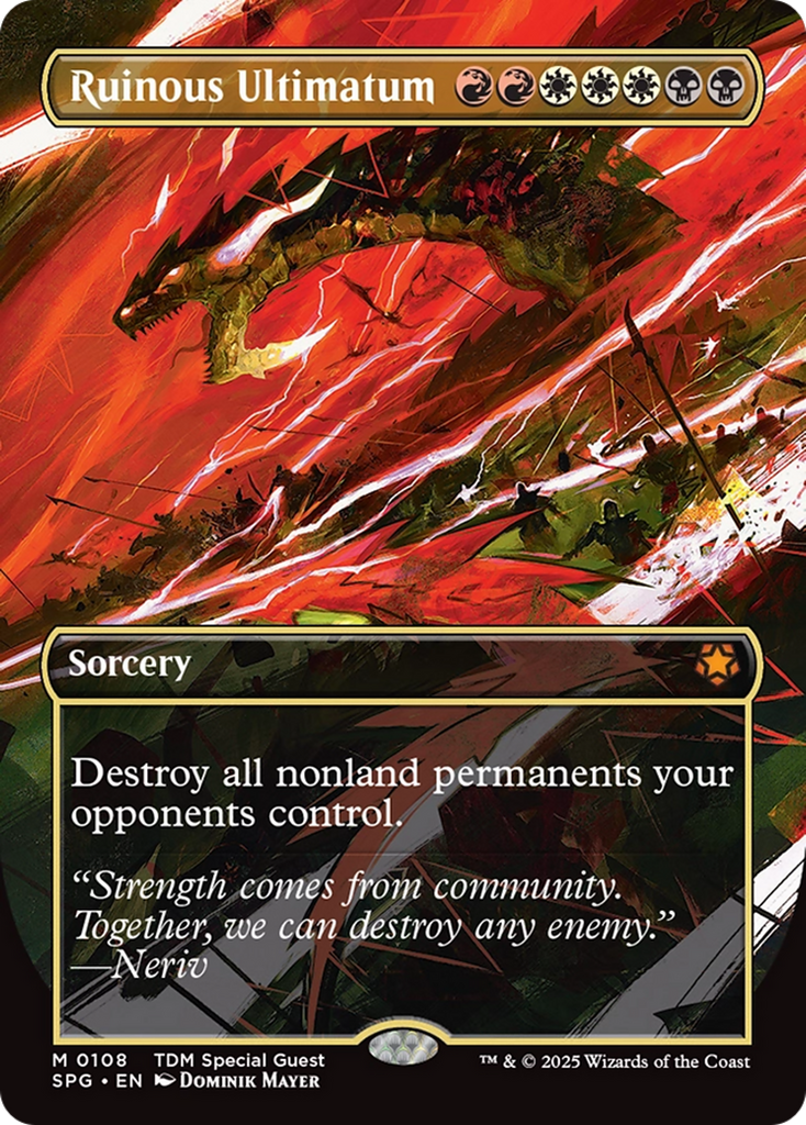 all ultimatum cards mtg Ruinous Ultimatum (Borderless) [Tarkir: Dragonstorm Special Guests]
