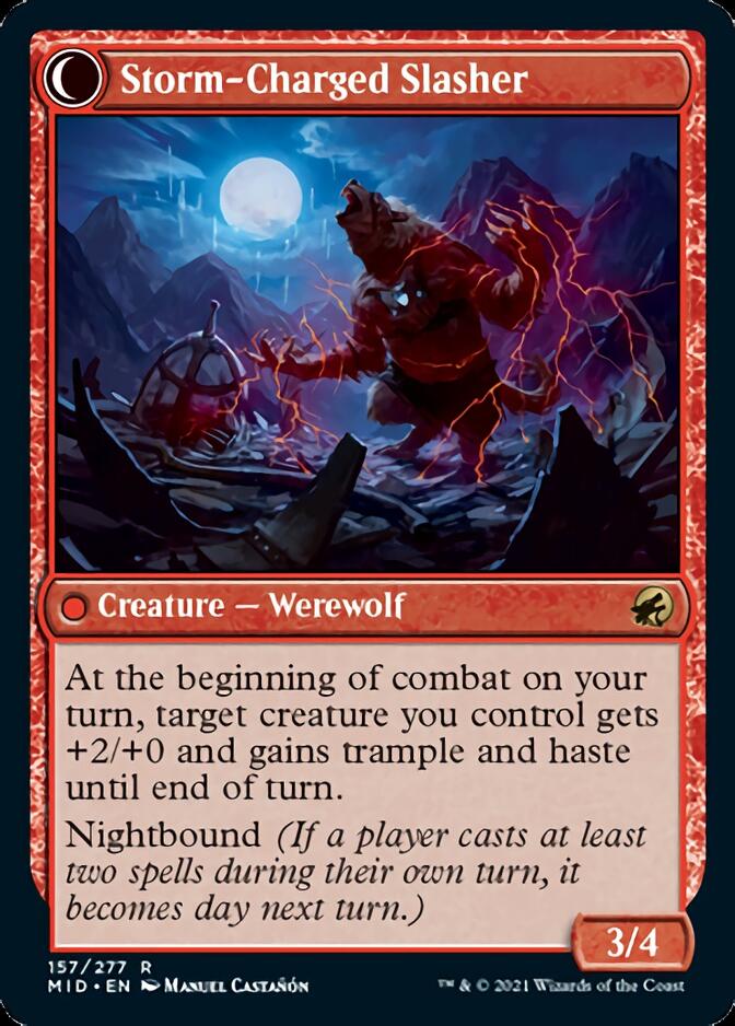 mtg red storm cards Reckless Stormseeker // Storm-Charged Slasher [Innistrad: Midnight Hun