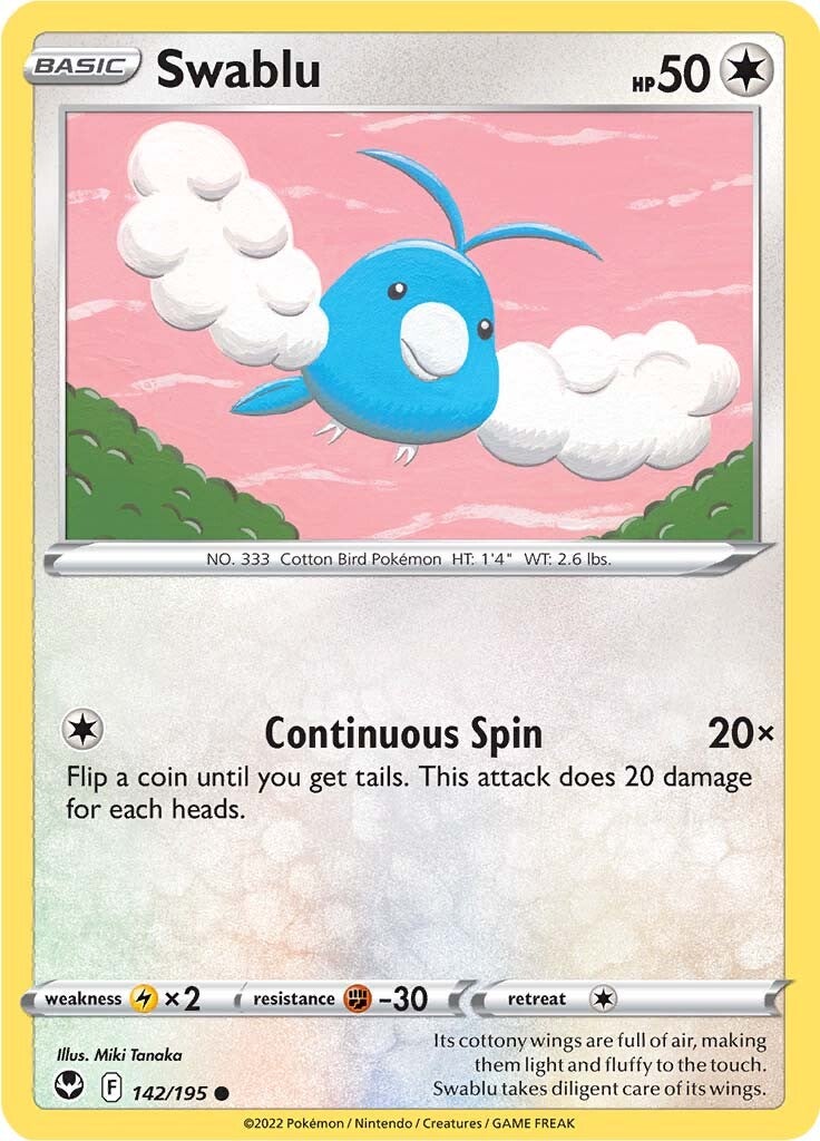 pokemon card swablu & Altaria Lot - 21 Cards 20 Retreat Cost Swablu (142/195) [Sword & Shield: