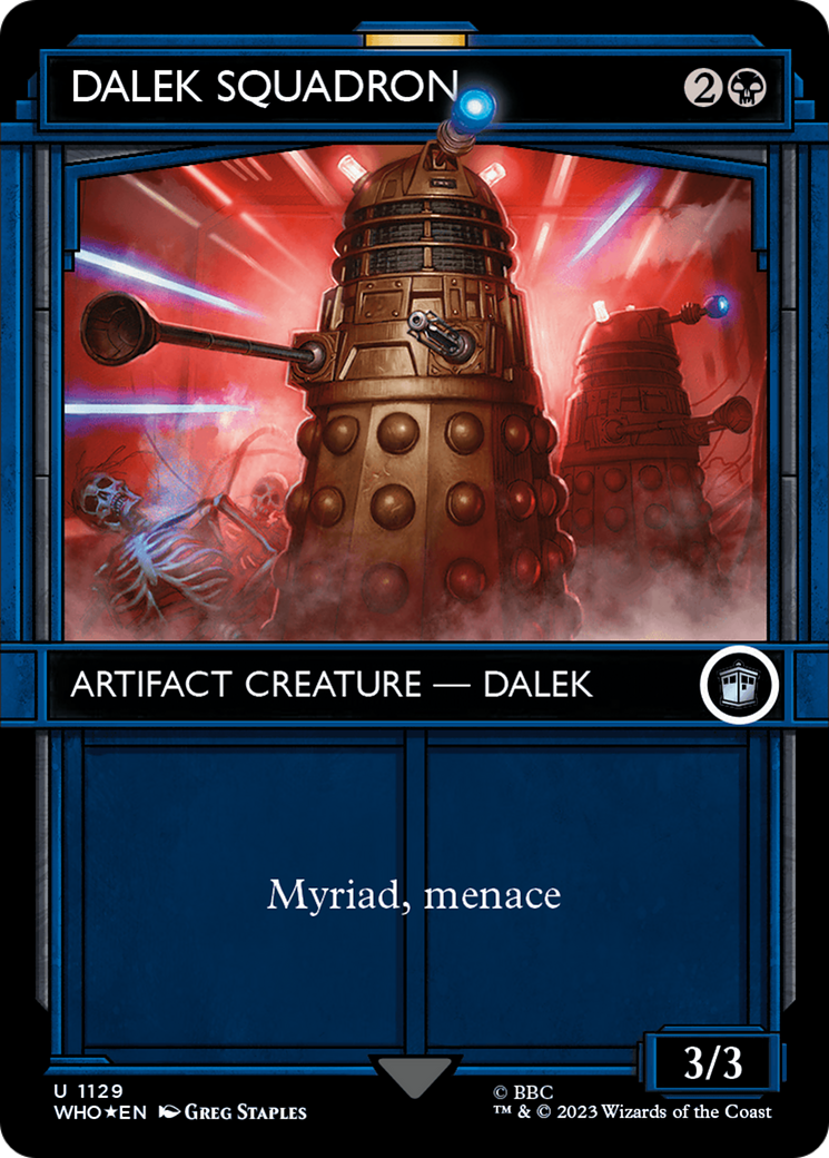 dalek mtg cards 401 Games Canada Sec Create a 3/3 black Dalek artifact creature token with menace Dalek Drone Doctor Who