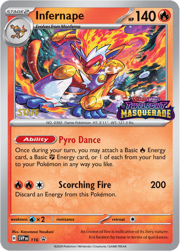 Infernape (116) (Staff) [Scarlet & Violet: Black Star Promos]