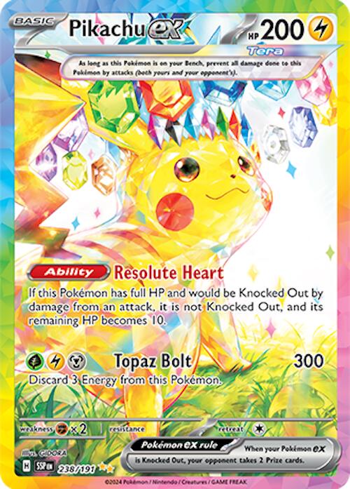 pokemon scarlet and violet pikachu card ex (238/191) [Scarlet & Violet: Surging Sparks] Condition:SEALED:(2) 2680 Character Highlights Franchise binders GameStop One Piece Power