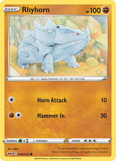 Rhyhorn (096/202) [Sword & Shield: Base Set]