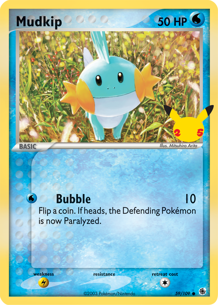 mudkip pokemon card (59/109) (Jumbo Card) [First Partner Pack] Certification ID:63558232 Sonic Common Retreat cost Pikachu Ash Ketchum Pokemon