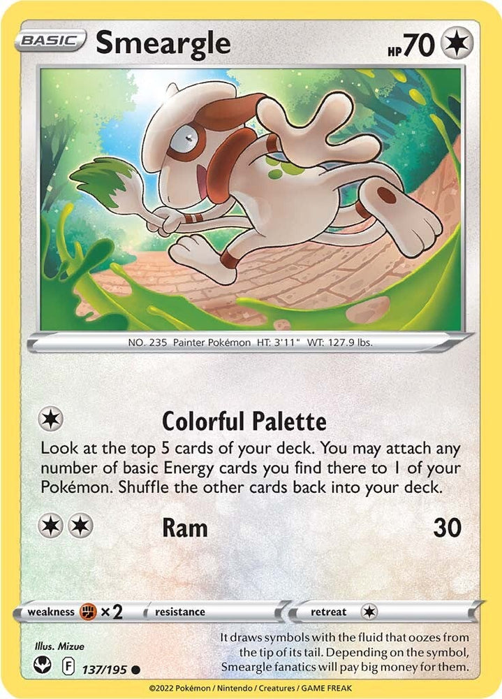 smeargle shiny pokemon card - TG10/TG30 Holo Ultra Rare Retreat Cost 1 Smeargle - SWSH08: Fusion Strike