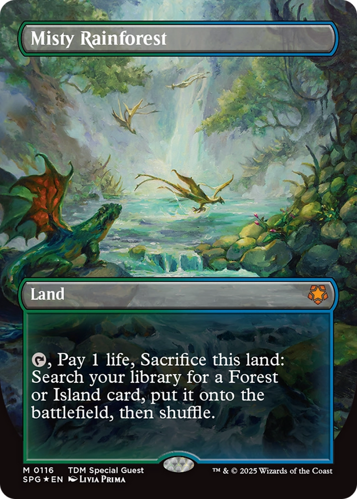 Misty Rainforest (Borderless) (Dragonscale Foil) [Tarkir: Dragonstorm