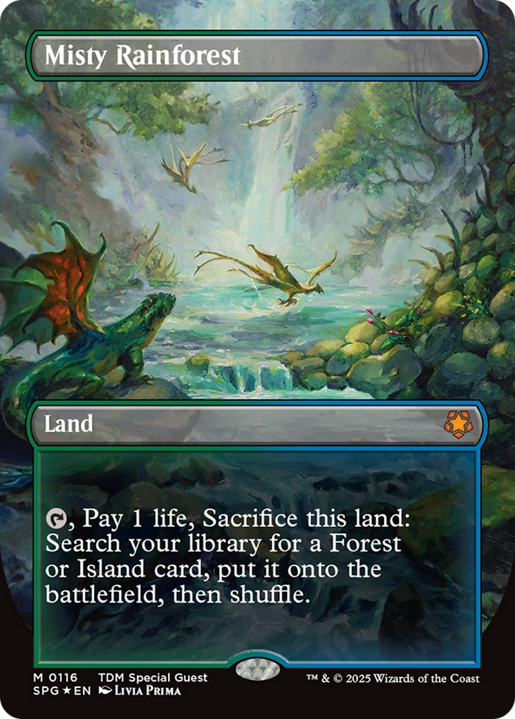 Misty Rainforest (Borderless) (Dragonscale Foil) [Tarkir: Dragonstorm