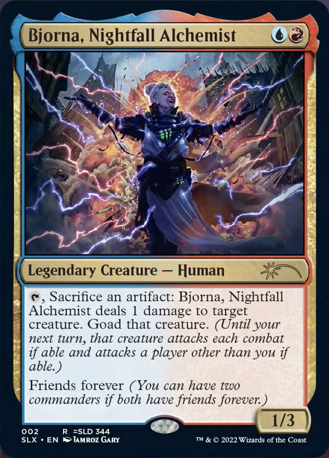 mtg alchemist cards Bjorna, Nightfall Alchemist [Secret Lair: Universes Within]