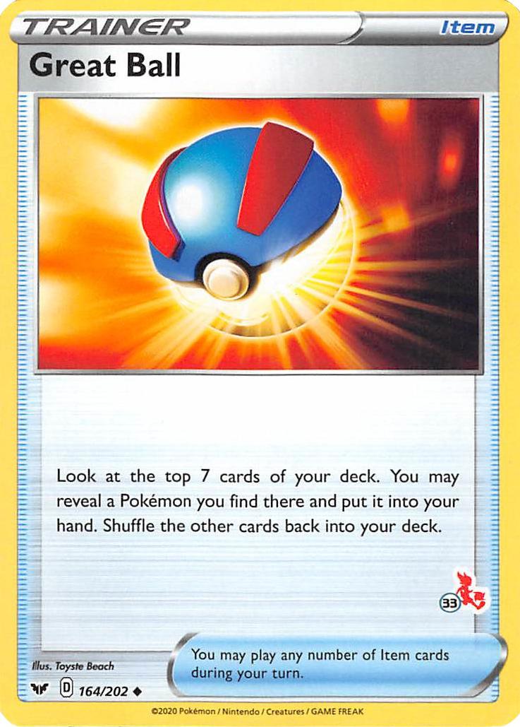 Great Ball (164/202) (Cinderace Stamp #33) [Battle Academy 2022]