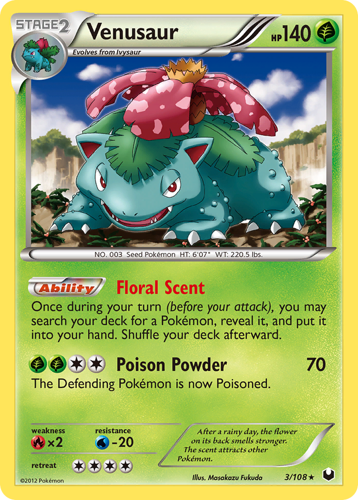 value of venusaur pokemon card - ex 001/142 if this Pokemon is in the Active Spot Venusaur (3/108) [Black & White: