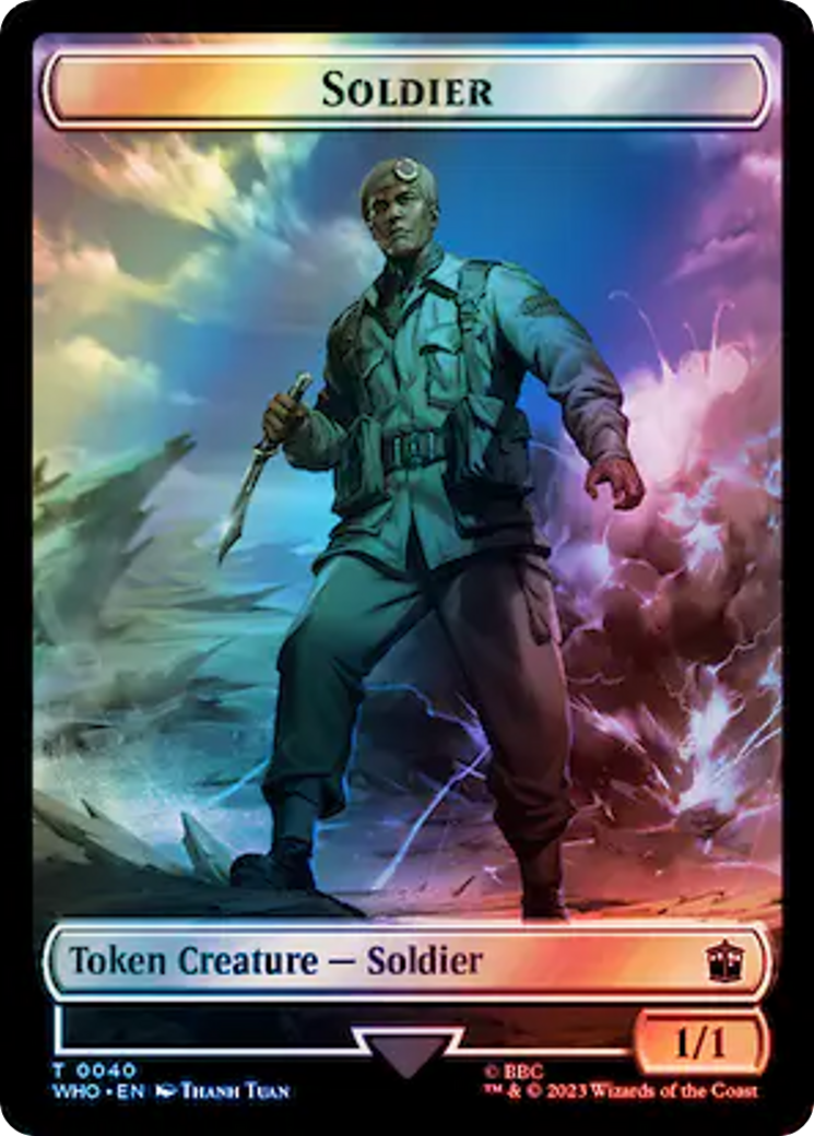Soldier // Beast Double-Sided Token (Surge Foil) [Doctor Who Tokens]