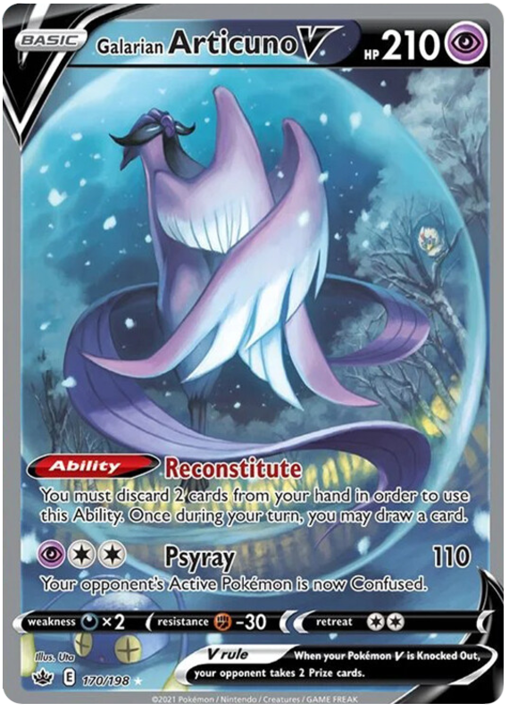 articuno pokemon cards Galarian Articuno V (170/198) [Sword & Shield: Chilling Reign]