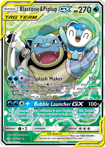 Blastoise & Piplup GX (215/236) [Sun & Moon: Cosmic Eclipse]