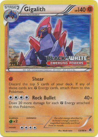 Gigalith (53/98) (Staff Prerelease Promo) [Black & White: Black Star Promos]