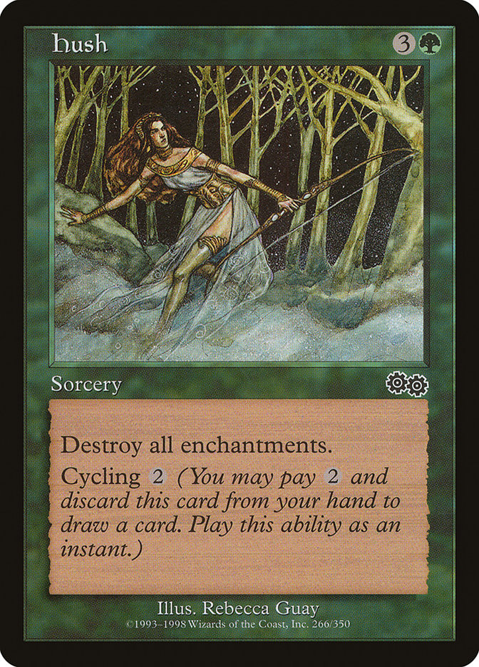 mtg card destroy all forests Hush [Urza's Saga]