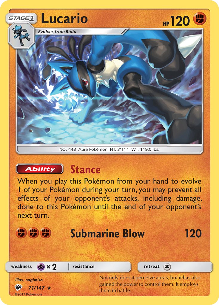 Lucario (71/147) (Theme Deck Exclusive) [Sun & Moon: Burning Shadows]