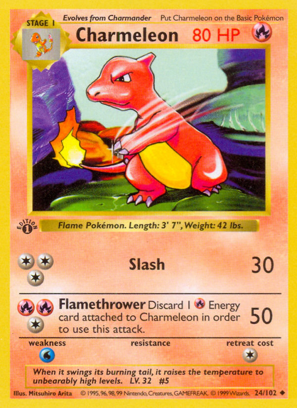 Charmeleon (24/102) (Shadowless) [Base Set 1st Edition]