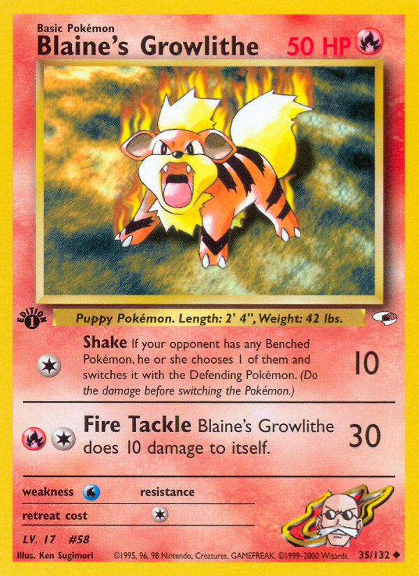 Blaine's Growlithe (35/132) [Gym Heroes 1st Edition]