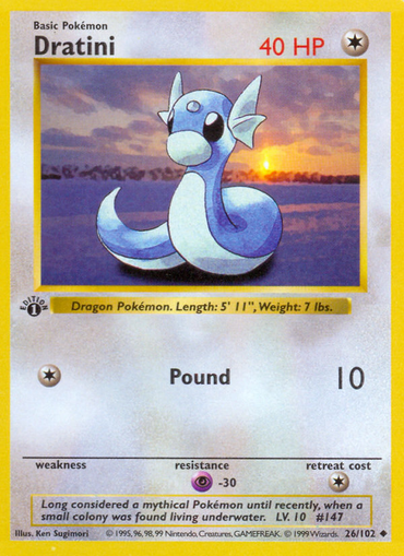 Dratini (26/102) (Shadowless) [Base Set 1st Edition]